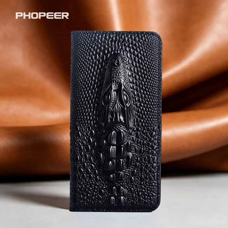 Luxury Genuine Leather Case for Huawei Mate 30 20 10 9 Pro Max RS Ultimate RSR Lite 3D Crocodile Head Flip Phone Case