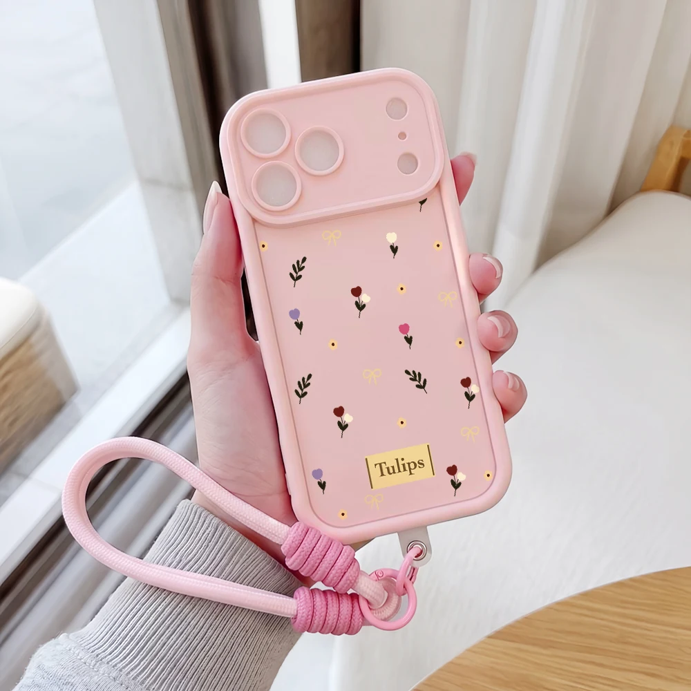Handyhülle für Samsung Galaxy Note 20 S25 S26 Plus S24 FE S25 S24 Ultra A57 A07 5G Tulpen-Blumendruck Lanyard Silikonhülle – Detail 1