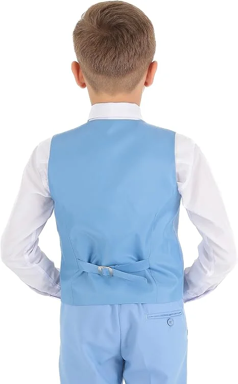 بدلة للأولاد مكونة من 3 قطع بقصة ضيقة وسترة للأطفال للمناسبات الرسمية وسترة وسترة وسراويل #3