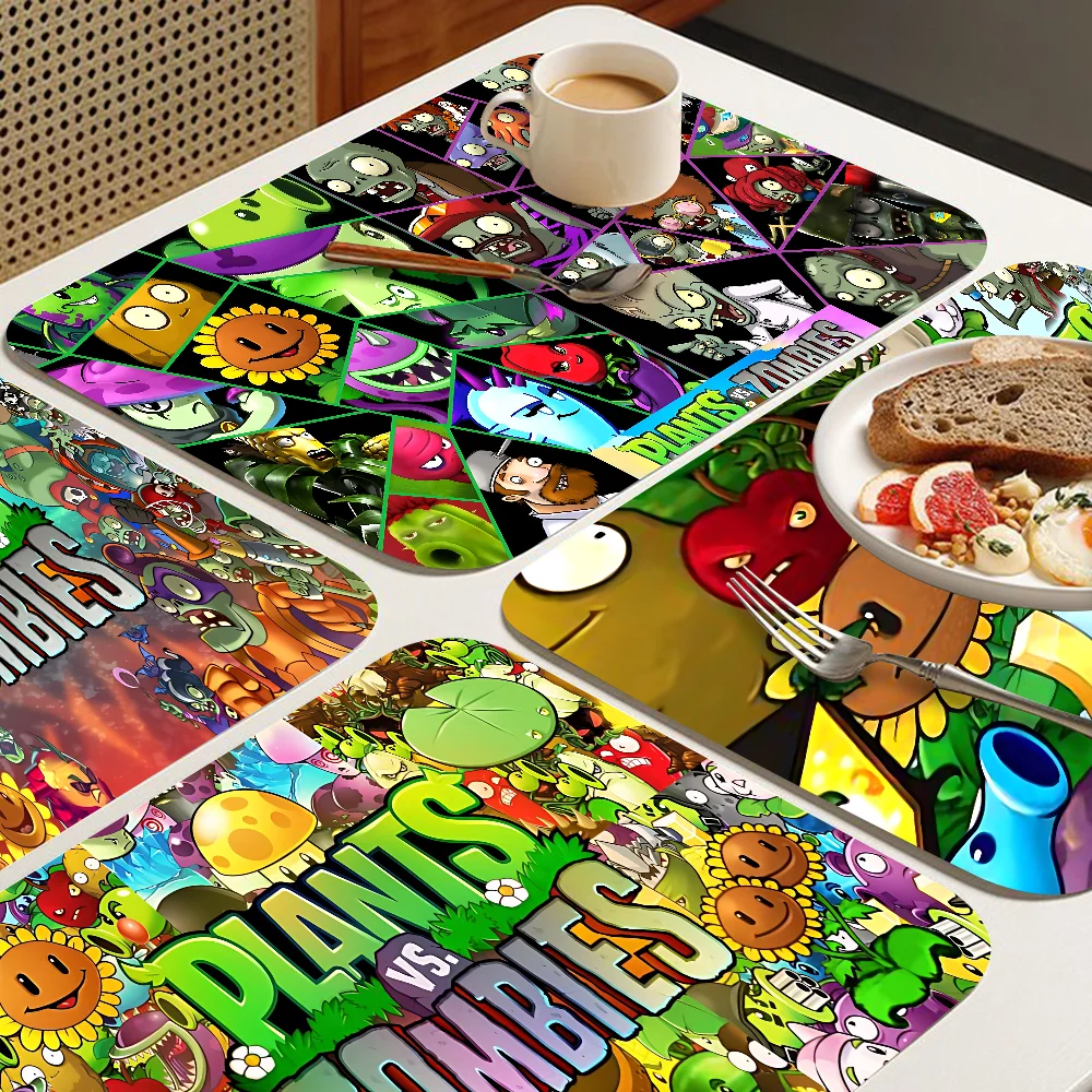 

Кухонный коврик для слива P-plant Vs Z-zombiee, нескользящие коврики для слива посуды, коврик для кофе, термостойкий коврик для столовых приборов, посуда, пылезащитные подушечки