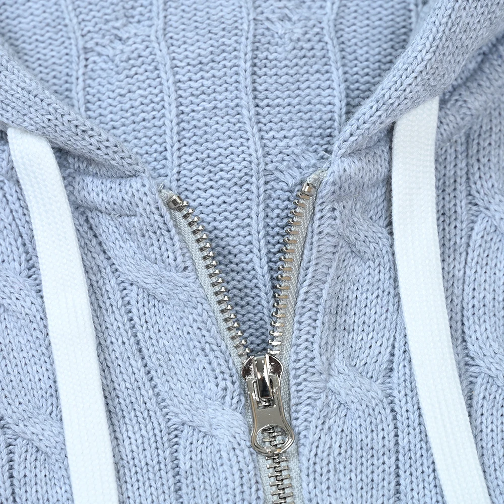 

Classic Embroidered Logo Knitted Hat Sweater Women's Cardigan Autumn Winter Faion Trendy Loose Fit Long Sve Zipper Sle