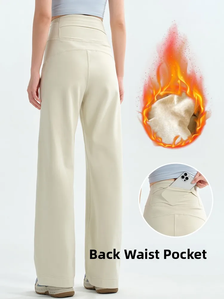 Spodnie damskie ze skóry karłowatej z wysokim stanem, modelujące sylwetkę, do jogi, z podszewką, proste nogawki, modelujące brzuch, jesień-zima 2025