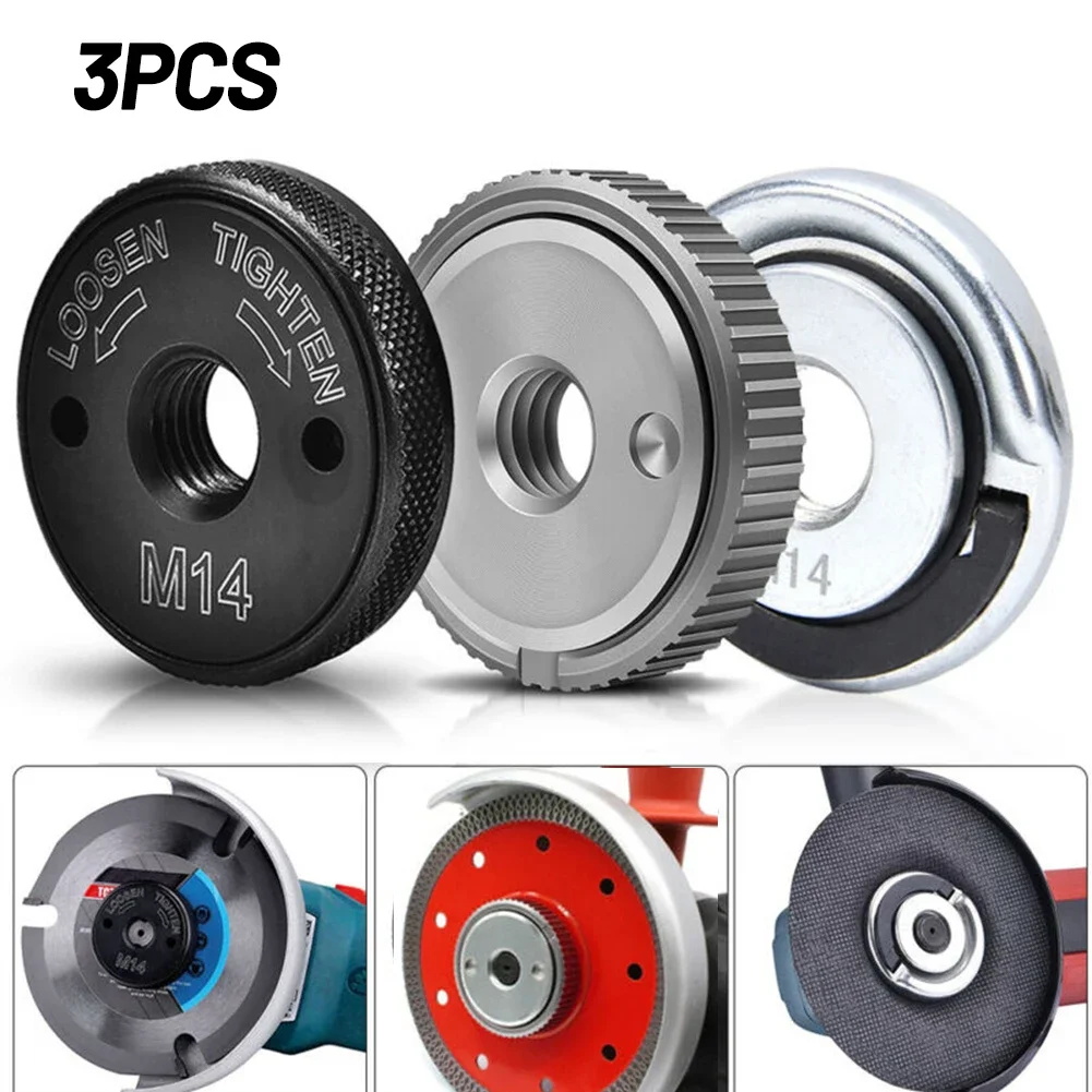 

1/3Pcs Angle Grinder M14 Thread Inner Outer Flange Nut Set Quick Release Nut Power Replacement