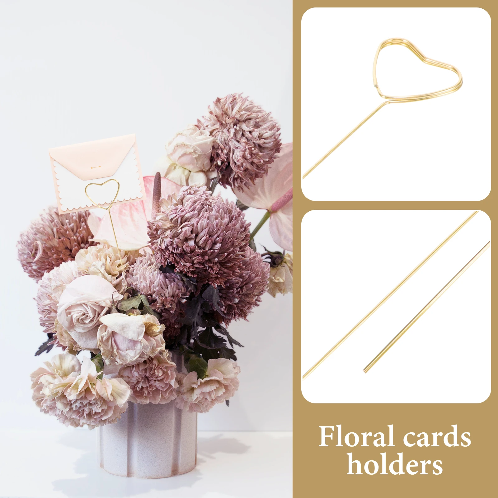 

Number Metal Card Holder Floral Holders for Flowers Golden Iron Bouquet Accessories