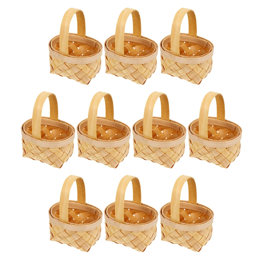 

10 Pcs Hand Woven Basket Party Gift Miniature Decorative Baskets Handheld Wedding Candy Flower Wood Wooden Packaging