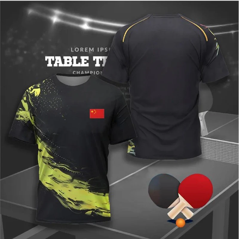 CHINA Dragon Table Tennis Graphic T Shirt for Men Clothing Fashion Badminton Sports T-shirt Ping Pong Jersey Gym Fitness Shirts