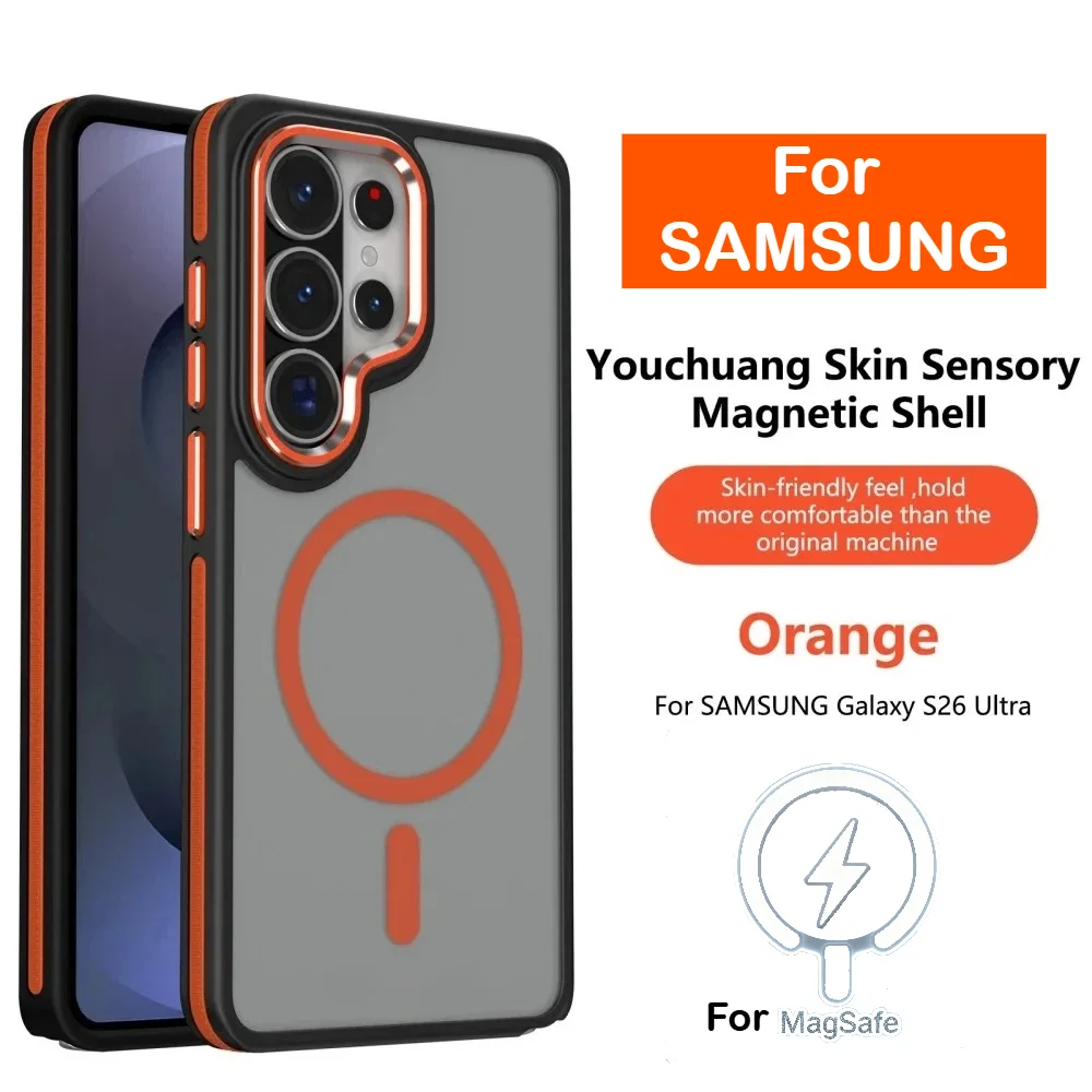 Zweifarbige Matte Transparente Magsafe-Hülle für Samsung Galaxy S26 Ultra S25 Edge S24 S23 FE + S22 Auto-Magnethalter Stoßfeste Abdeckung