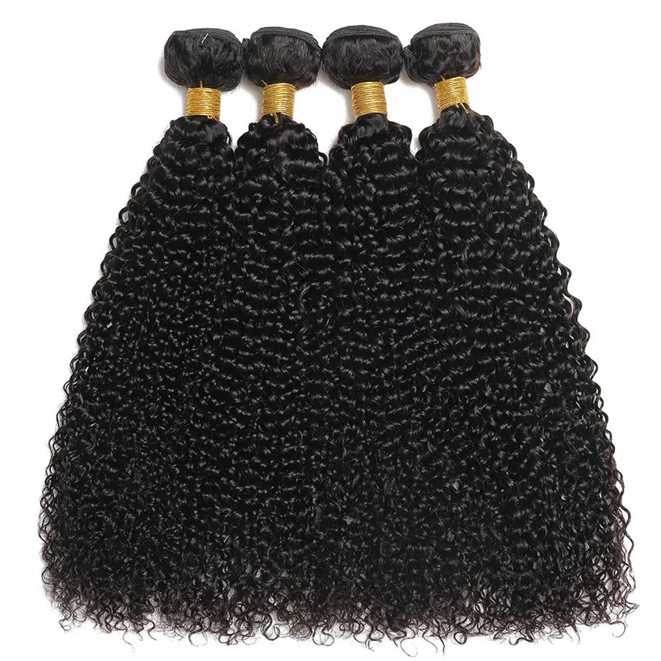 Jerry Curly Pacotes de cabelo humano para mulheres, extensões naturais do cabelo, brasileiro Kinky, molhado e ondulado, 1 PC, 3 PCs, 4 PCs