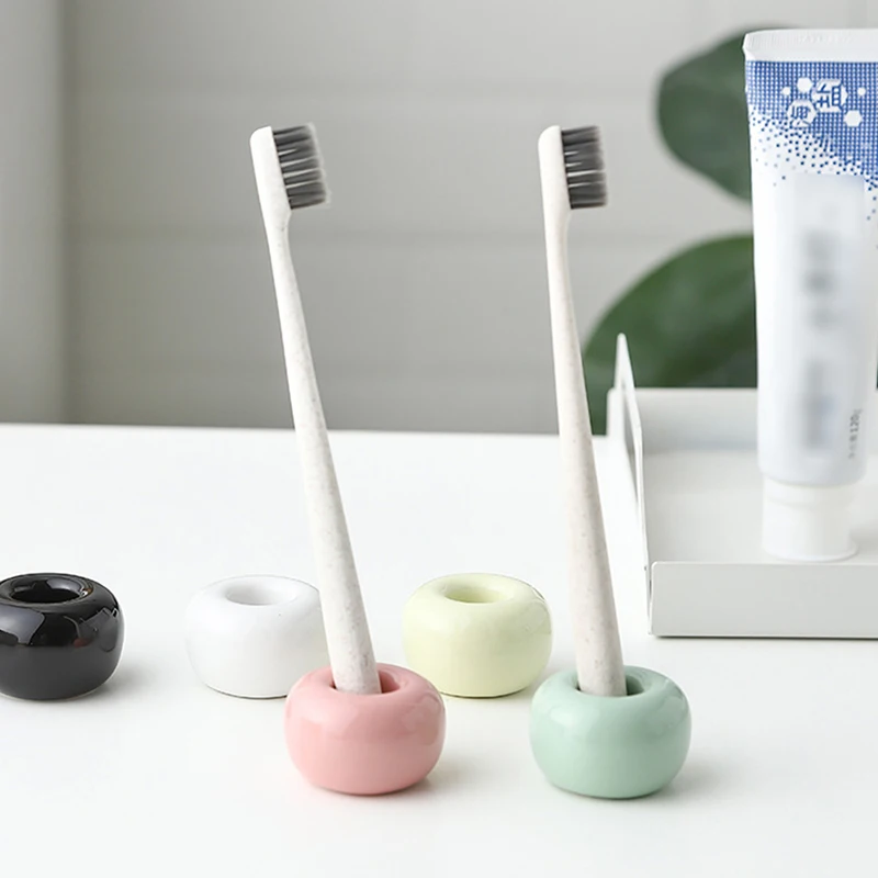 Mini Toothbrush Holder Ceramics Multi-Function Storage Stand Makeup Pen Holder For Home Bathroom Decoration