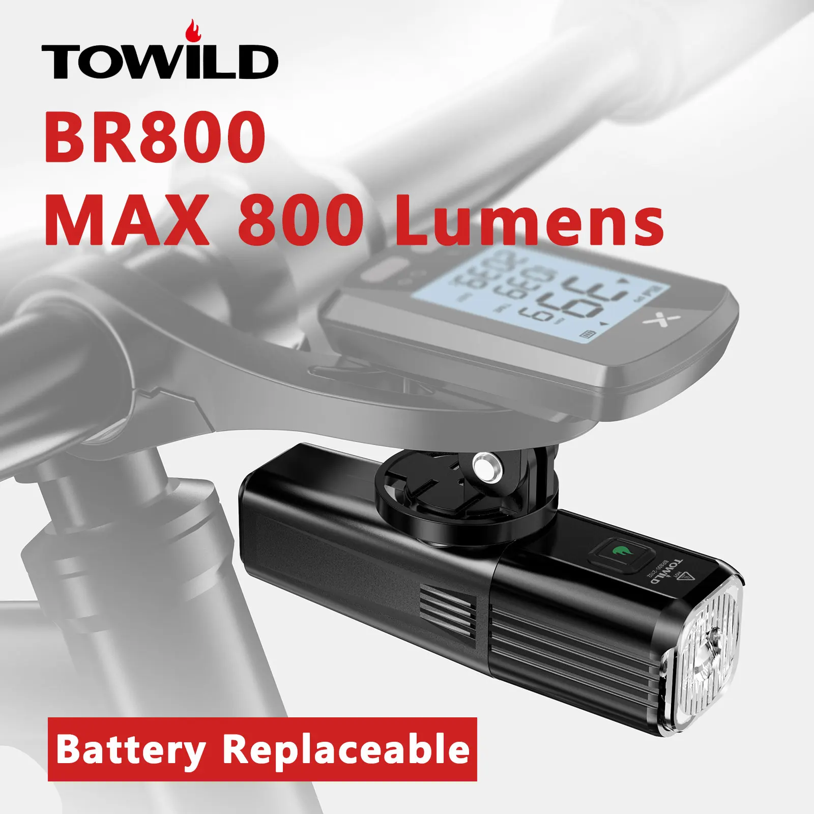 TOWILD BR800 lampka rowerowa z tylną lampką USB akumulator LED MTB przednia lampa reflektor aluminiowa latarka światło rowerowe