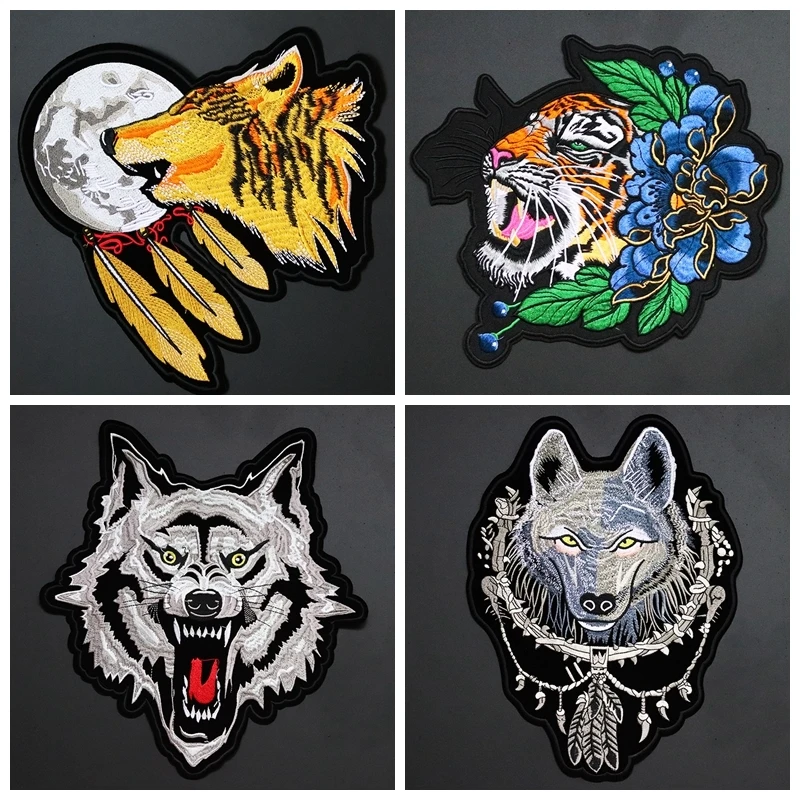 Wild animals and smoking gorillas large embroidered punk motorcycle patches clothing accessories iron-on badges