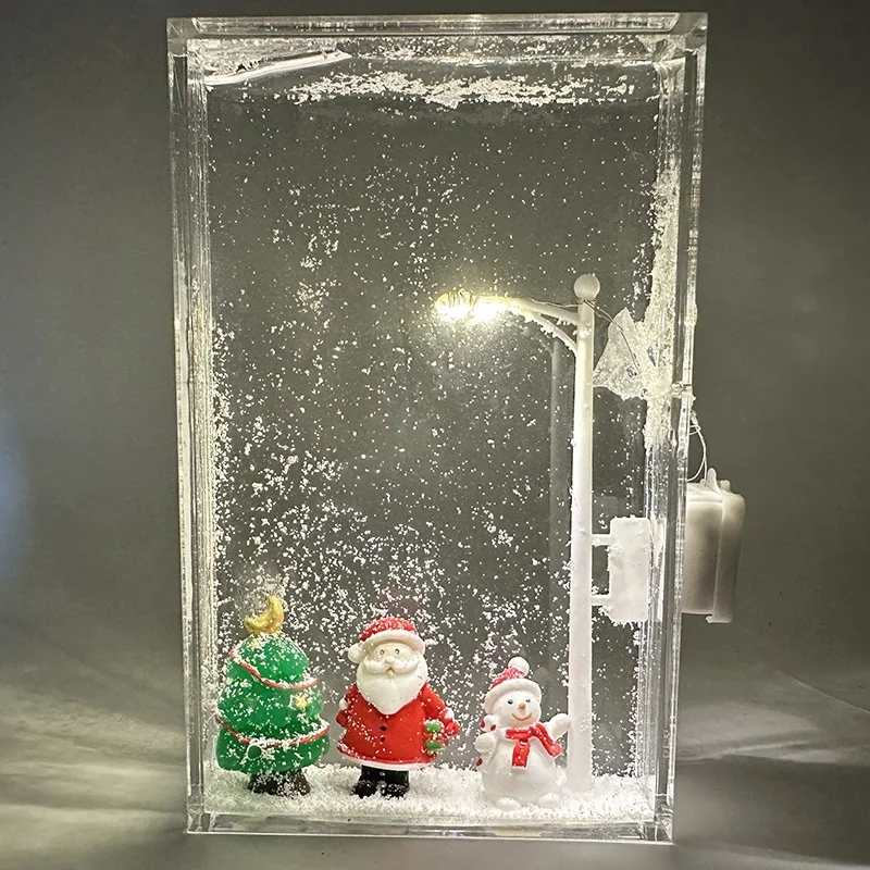 DIY Handmade Snowy Lamp Simulation Snow Scene Street Lamp Decorative Flowing Snow Christmas Night Light Home Room Decorations
