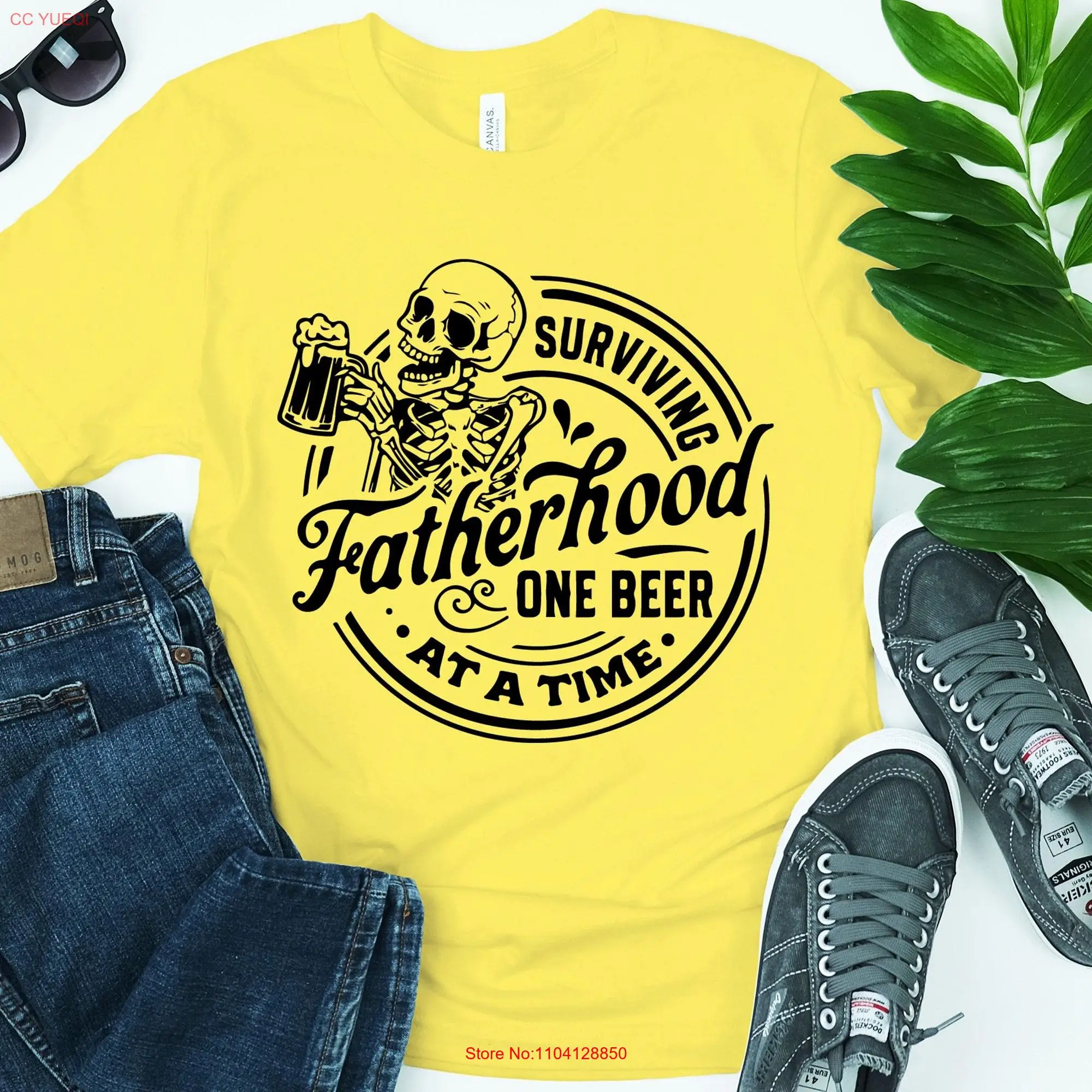 Surviving Fatherhood One Beer at a Time T Shirt Happy Fathers Day GifT Drinking Skeleton Father SweaT Funny Dad Sweater