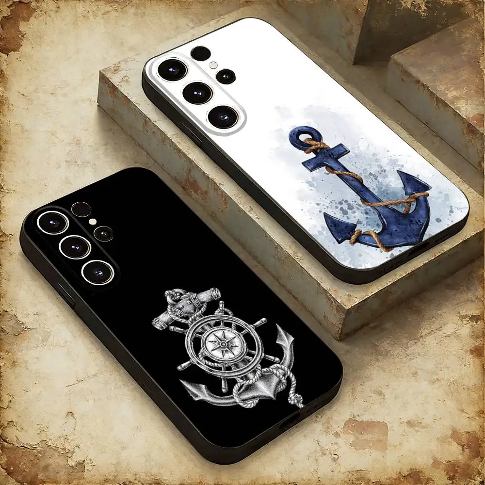 

A-Anchor Compass Nautical Sailor Phone case For Samsung Galaxy A56,36,26,16,76,55,35,25,15,54,34,24,14 Soft Silicone Black Cover