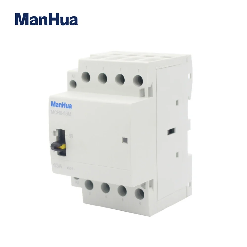 ManHua MCH8-63M 4P 63A 220V/230V 50/60HZ Din rail Household ac Modular contactor with Manual Control Switch