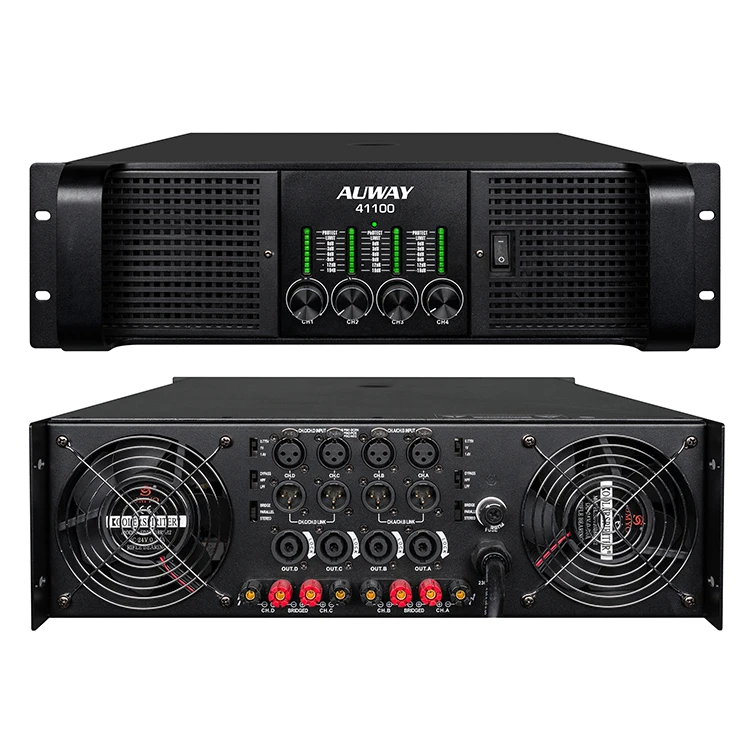 

41100 Power Amplifier Class H 3U 4 Channel Digital Stereo Power Amplifier Audio 1100w High Power Amplifiers Linear