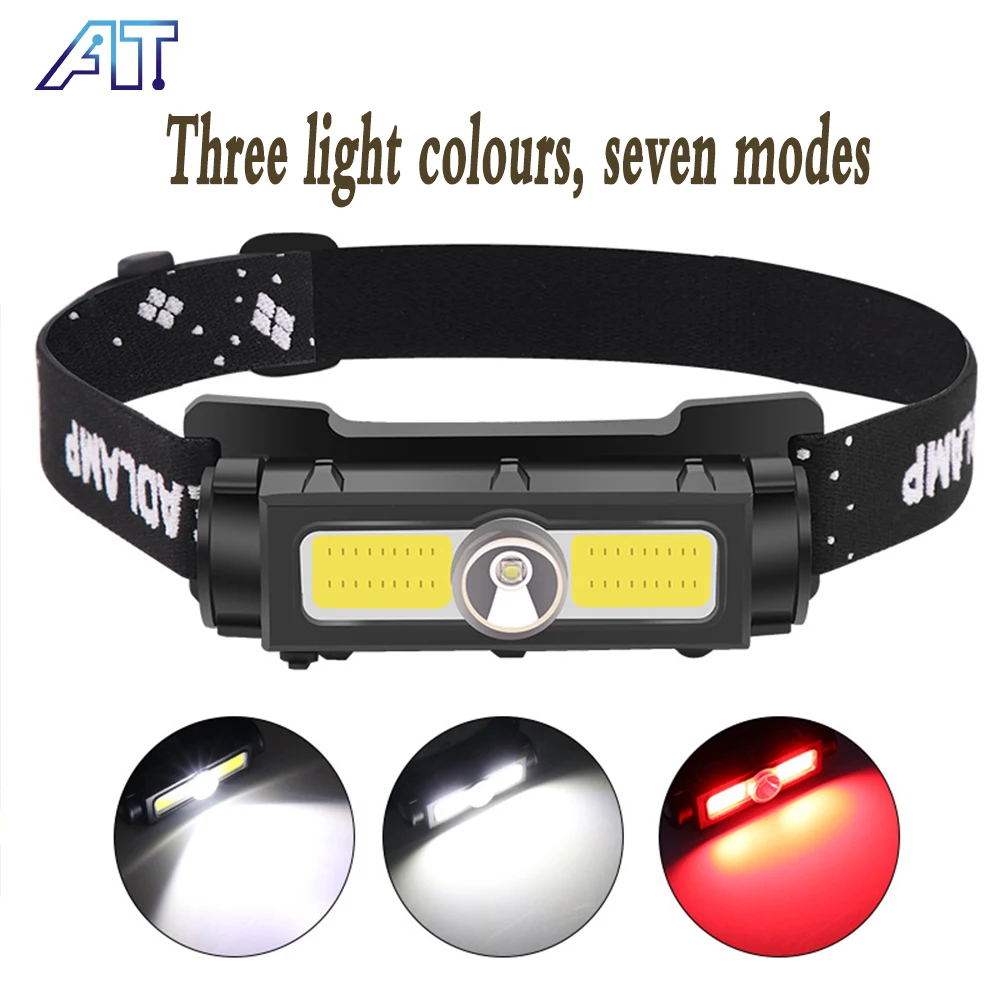 

3 Light Beads XPG+COB Portable Camping Headlamp USB Rechargeable Built-in Lithium Battery LED With Magnet Flood Head Torch