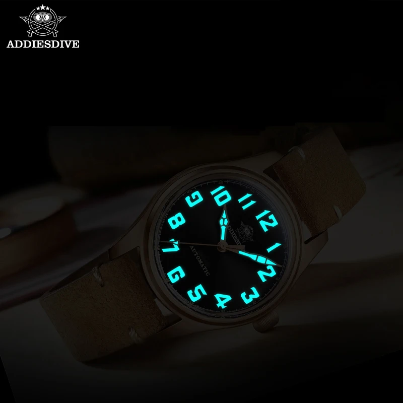 ADDIESDIVE-Reloj de pulsera de bronce para hombre, cronógrafo automático de lujo con cristal de zafiro Retro, resistente al agua hasta 200m, BGW9, NH35, CUSN8