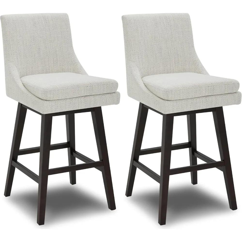 

Bar Height Swivel Barstool with Back Set of 2, FSC Certified Upholstered Bar Stool, 30.7" H Seat Height