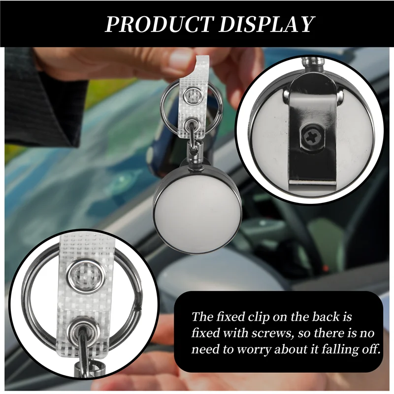 2 حزمة صغيرة الثقيلة حامل شارة قابل للسحب بكرة، حامل شارة الهوية المعدنية مع مشبك حزام حلقة رئيسية لسلسلة مفاتيح بطاقة الاسم (صغير