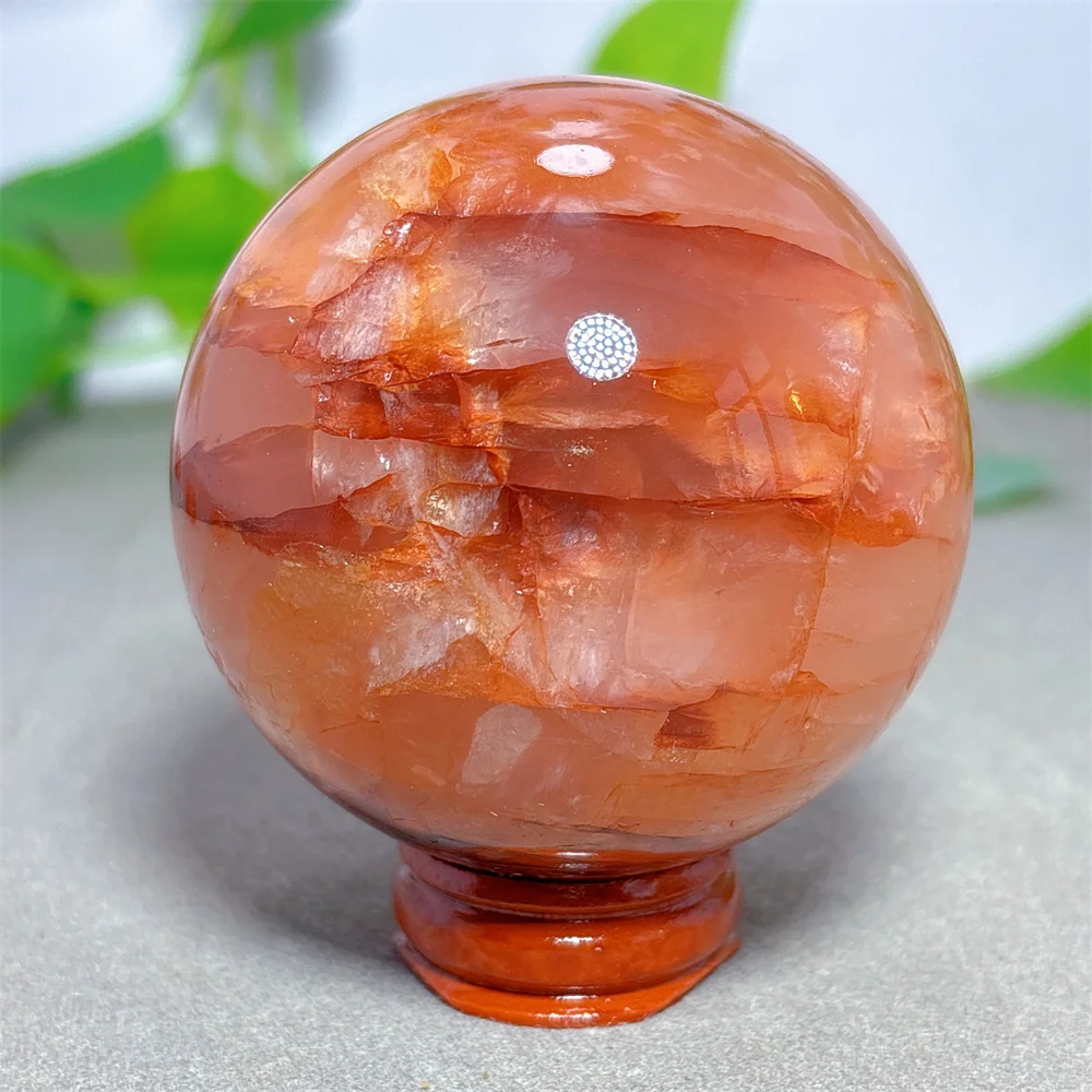 Fire Quartz Sphere Natural Crystal Quartz Minerals Stone Home Decoritems Reiki Garden Love Gifts Energy Healing Lucky +Stand
