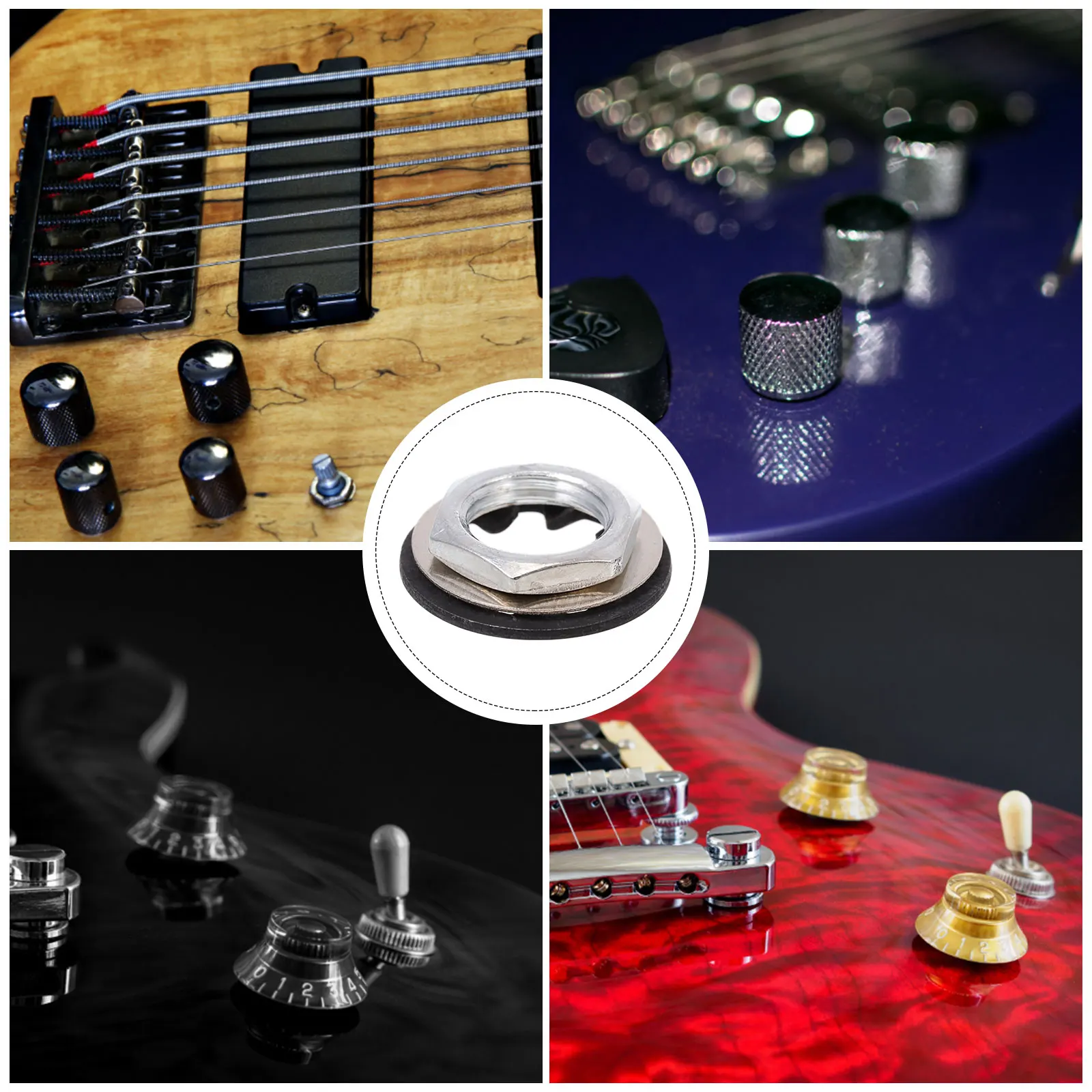 

12 Pcs Metal Potentiometer Gaskets for Electric Guitar Texture Replacement Nuts Washers Control Tone Accessories