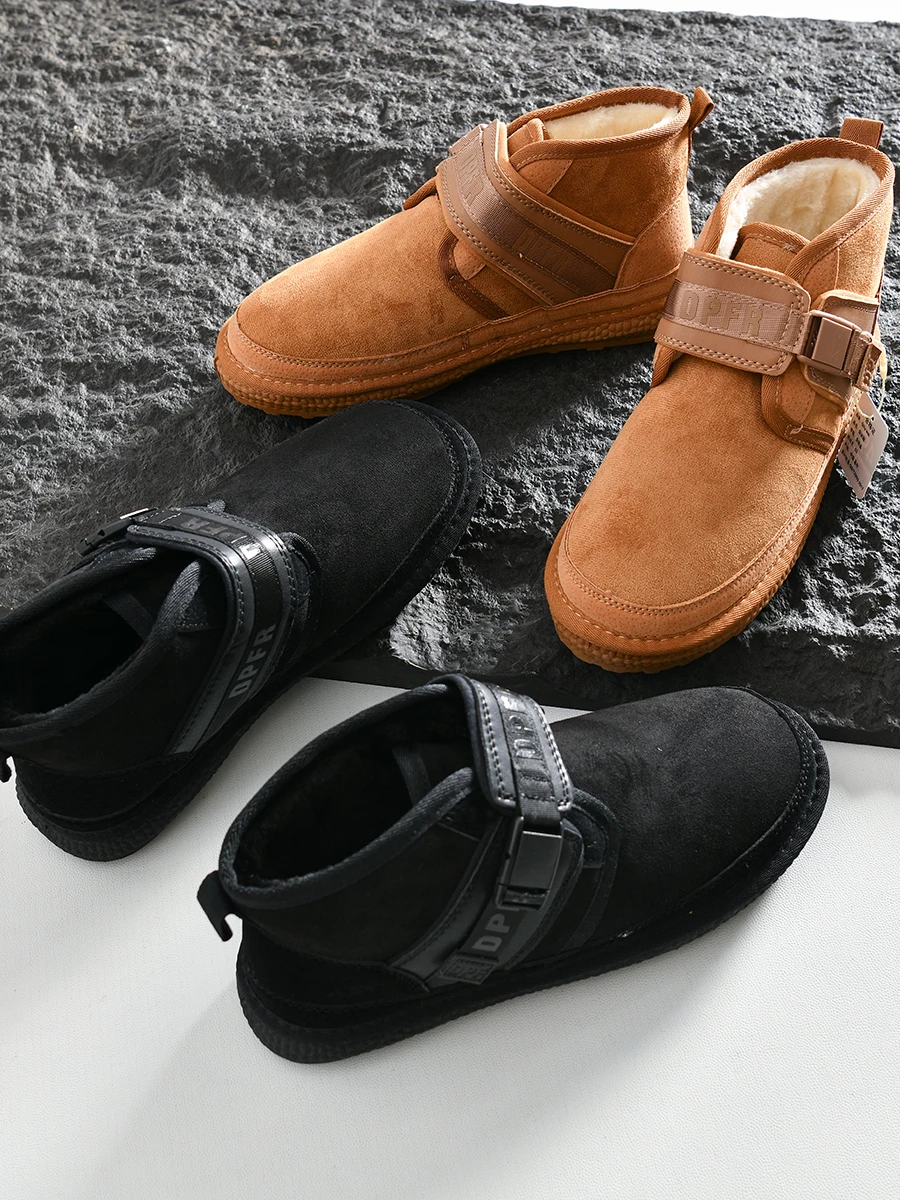 thickened-fleece-lined-winter-snow-boots-middle-top-with-buckle-design-men's-casual-shoes-warm-rubber-outsole-round-toe-boots