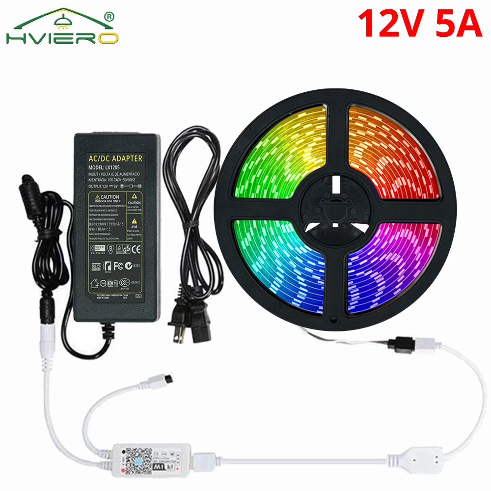 Large Current DC 12V 5A LED Power Supply Charger Adapter AC 110V 240V US Plug For 3528 2835 5050 3014 Strip Lights Transformer