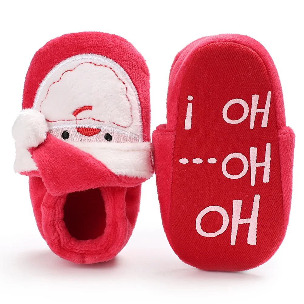 1 Pair of Baby Christmas Boots Slipper Shoes Infant Newborn Booties Toddler Winter Warm Prewalker for Boy Girl 11CM Long (Red)