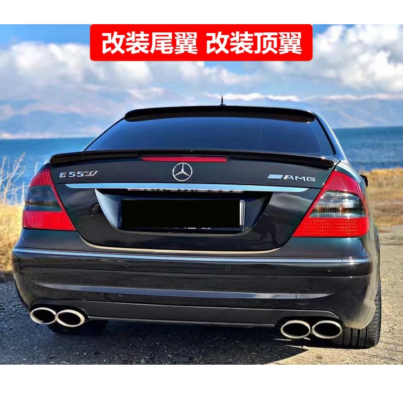 For W211 Spoiler 2002-2009 Mercedes-Benz W211 E-class E200 E260 Spoiler ABS plastic Material Car Rear Wing Color Rear Spoiler