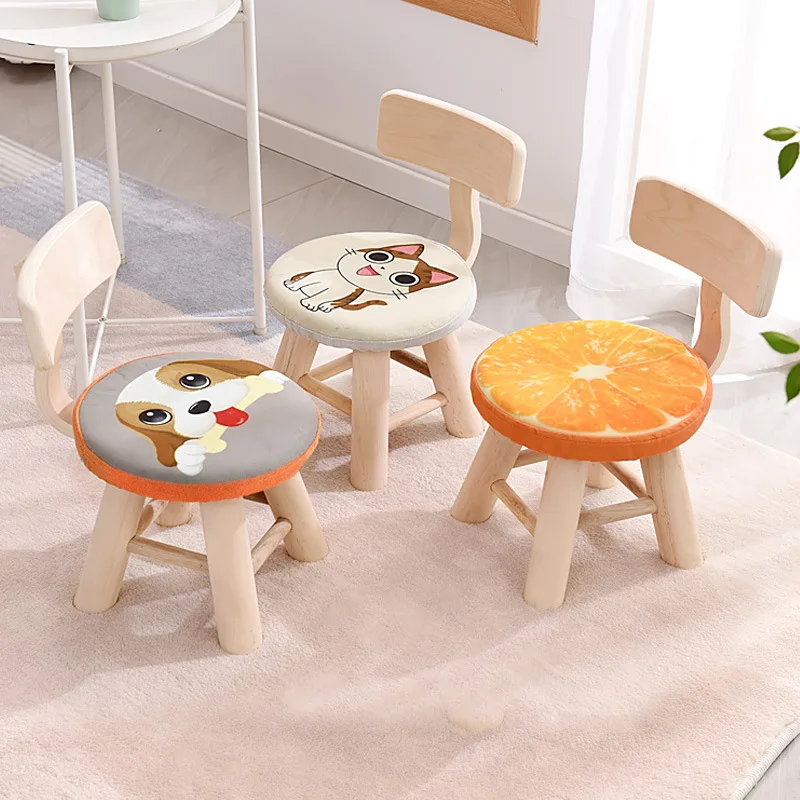 Children\'s bench small chair cartoon cute stool family solid wooden  kindergarten   Minimalist Modern furnitureWF