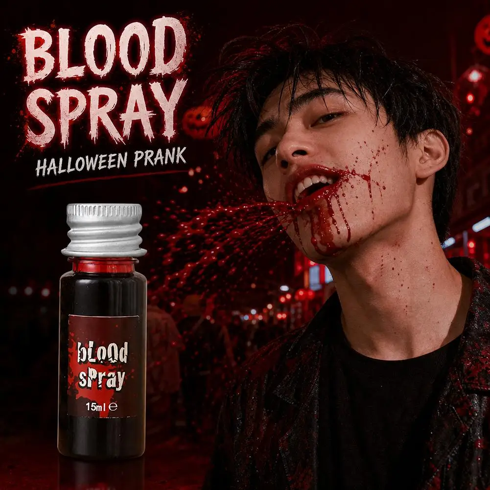 Halloween Kunstplasmaspray, Scherzartikel, Simulations-Make-up, Vampir-Zombie-Trick, Künstliches Plasma, abwaschbares Kunstblut 15/25/30ml – Detail 7
