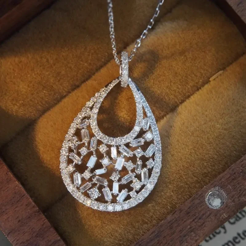 CAOSHI Luxury Drop-shaped Pendant Necklace Female Wedding Party Jewelry with Brilliant Zirconia Fashion Exquisite Accessories