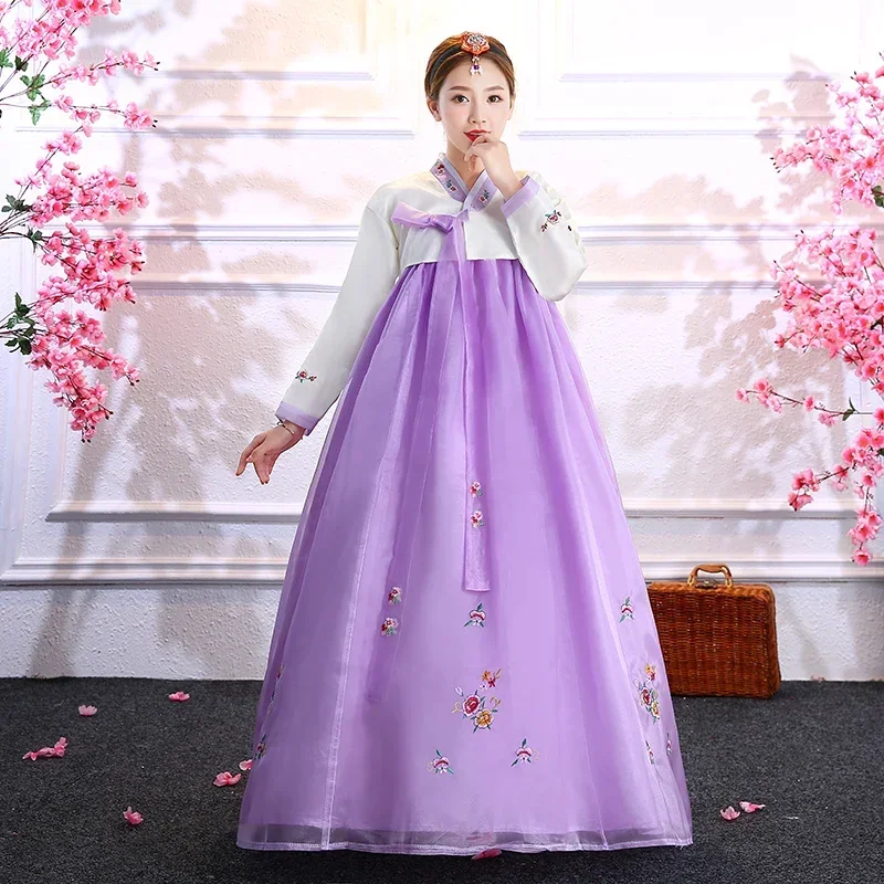 Vintage Hanbok Traditional Korean Clothing Womens Adult Femme Korea Dance Stage Costumes Embroidered Minorities Asian Clothes