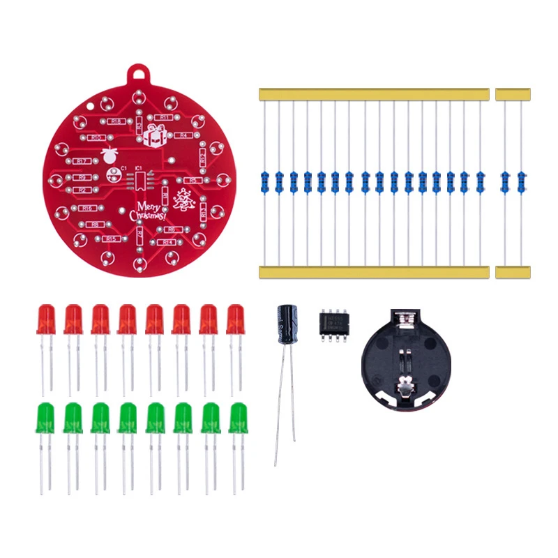 DIY Electronic Kit NE555 Red LED Christmas Tree Decoration Flashing Light Electronic Component Fun Soldering DC 3V