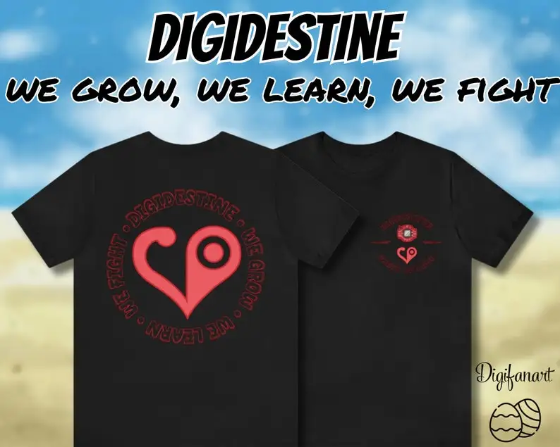 Рубашка-digimon-digidestined-Герб-любви-рубашка-мы-учим-мы-выращием-мы-бой
