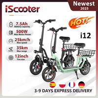 iScooter i12 Electric Scooter With seat And basket 12 Inch 500W Foldable Kick eScooter 36V 7.5Ah Max Range 35km Mobility Scooter