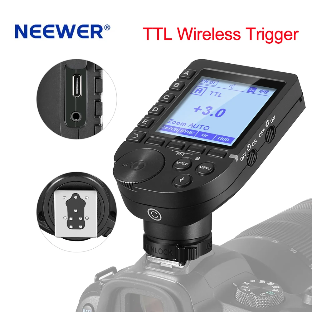 NEEWER QPRO TTL HSS Wireless Flash Trigger 1/8000s with LCD Screen for Canon Nikon Sony Camera QPRO-C QPRO-S QPRO-N