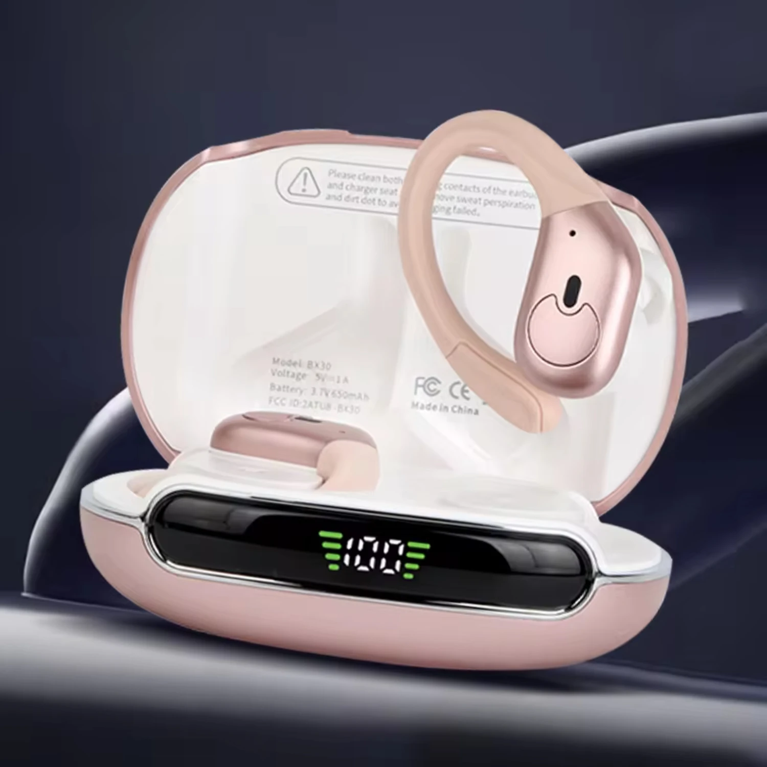 Esportes no ouvido sem fio earloop com efeito de som de alta definição de redução de ruído ENC integrado sem atraso