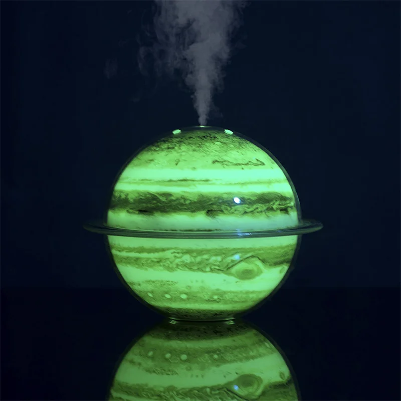 Humidificador de planeta USB para coche, pulverizador de aire pequeño de tierra/Júpiter, fabricante de niebla de aire de refrigeración para el hogar, humidificador con 7 colores de luz nocturna