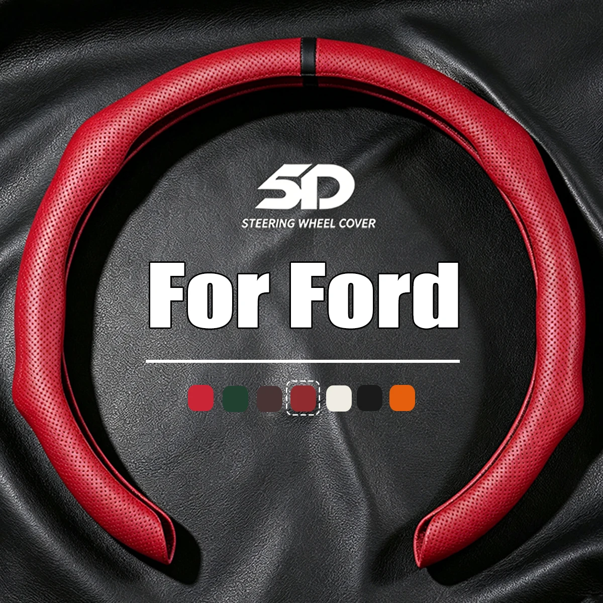 37-38cm Car Steering Wheel Cover Booster Breathable Cover For Ford Edge Escape Kuga Fusion Mondeo Taurus Non-slip Accessories