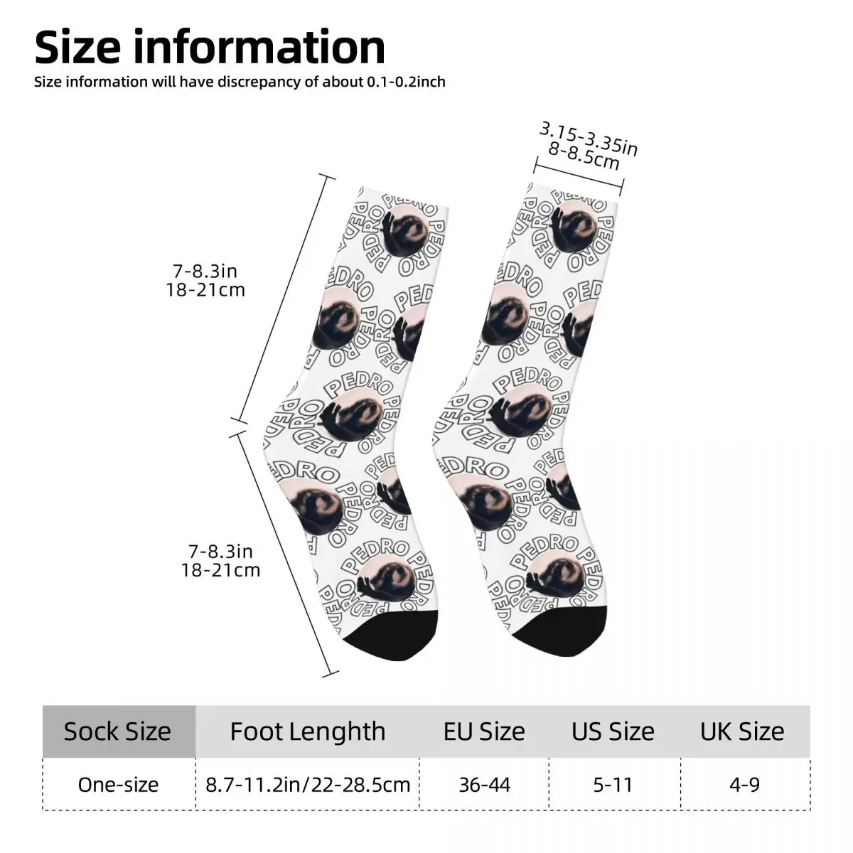 Pedro Raccoon Socks Viral Funny Stockings Autumn Non Slip Men's Socks Comfortable Graphic Outdoor Socks