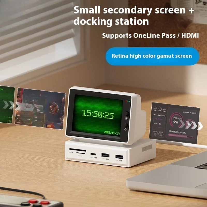 

Small Computer Secondary Screen Desktop Docking Station Chassis Small Screen Host Temperature Display