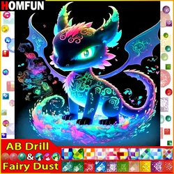 HOMFUN Fairy Dust AB 5D DIY Diamond Painting Cartoon Dragon Diamond Mosaic Embroidery Wall Decoration Rhinestone Pictures Gift