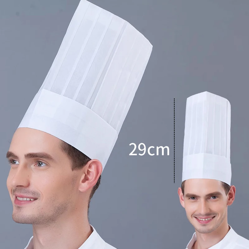 Chapeaux de Chef jetables blancs, 20 pièces, casquettes de cuisine Non tissées, vêtements de travail de Service alimentaire pour les chefs de Restaurant et le personnel de cuisine