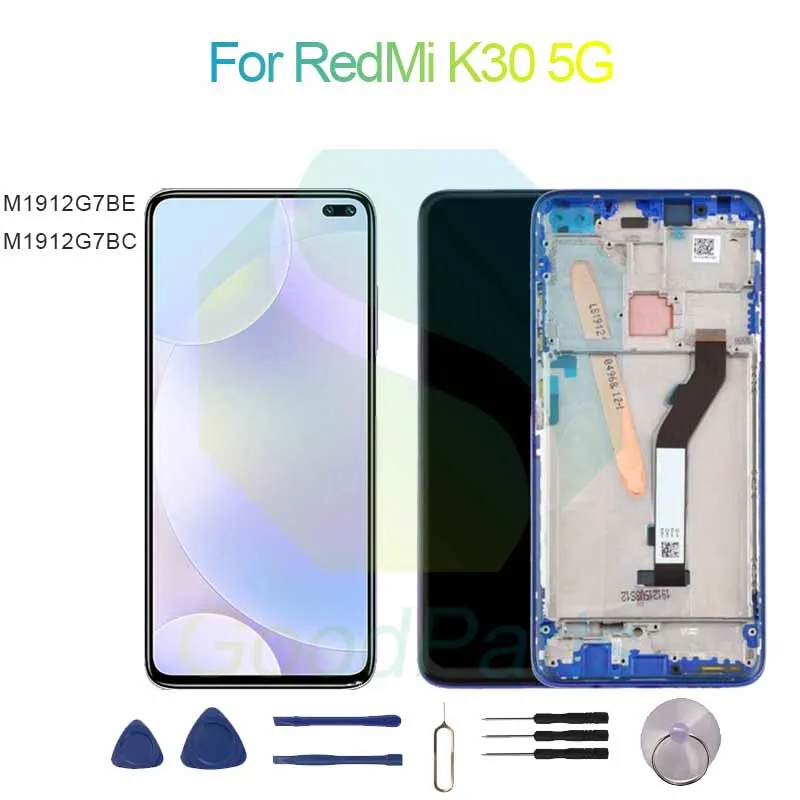 Для RedMi K30 5G экран дисплей Замена 2400*1080 M1912G7BE, M1912G7BC для RedMi K30 5G LCD сенсорный дигитайзер