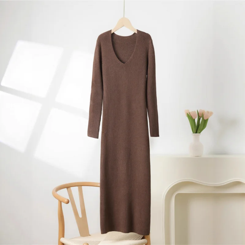 

2024 Autumn Winter New Wool Pullover Knitted Dress Women, Regular Fit Sweater Dress Outerwear