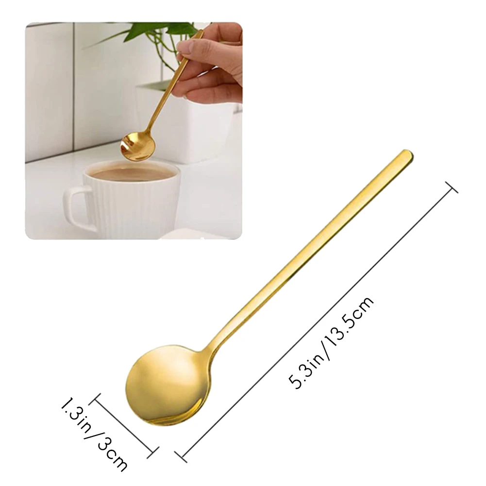 10 шт., столовые ложки из нержавеющей стали для кофе, сахара, десерта, торта, мороженого, супа, антитравы (золото)
