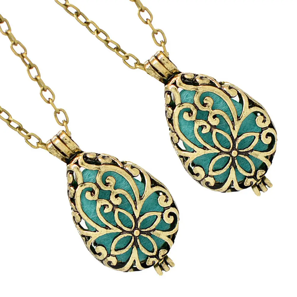 

2Pcs Diffuser Necklace Essential Oil Pendant Aromatherapy Locket Vintage Sweater Necklace Jewelry for Sensitive Skin
