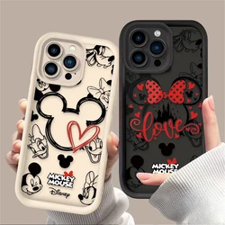 Disney Minnie Mouse Mickey Case for iPhone 14 15 Pro Max 13 12 11 X XS XR 7 8 Plus SE 2020 Silicone Printing Protective Cover